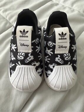 adidas Kids Black and White Disney Slip-On Sneakers